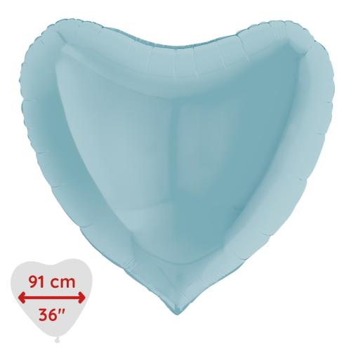 Folieballong - Hjärta Pastellblått 91 cm - BULK
