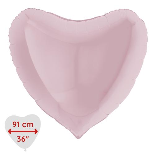 Folieballong - Hjärta Pastellrosa 91 cm