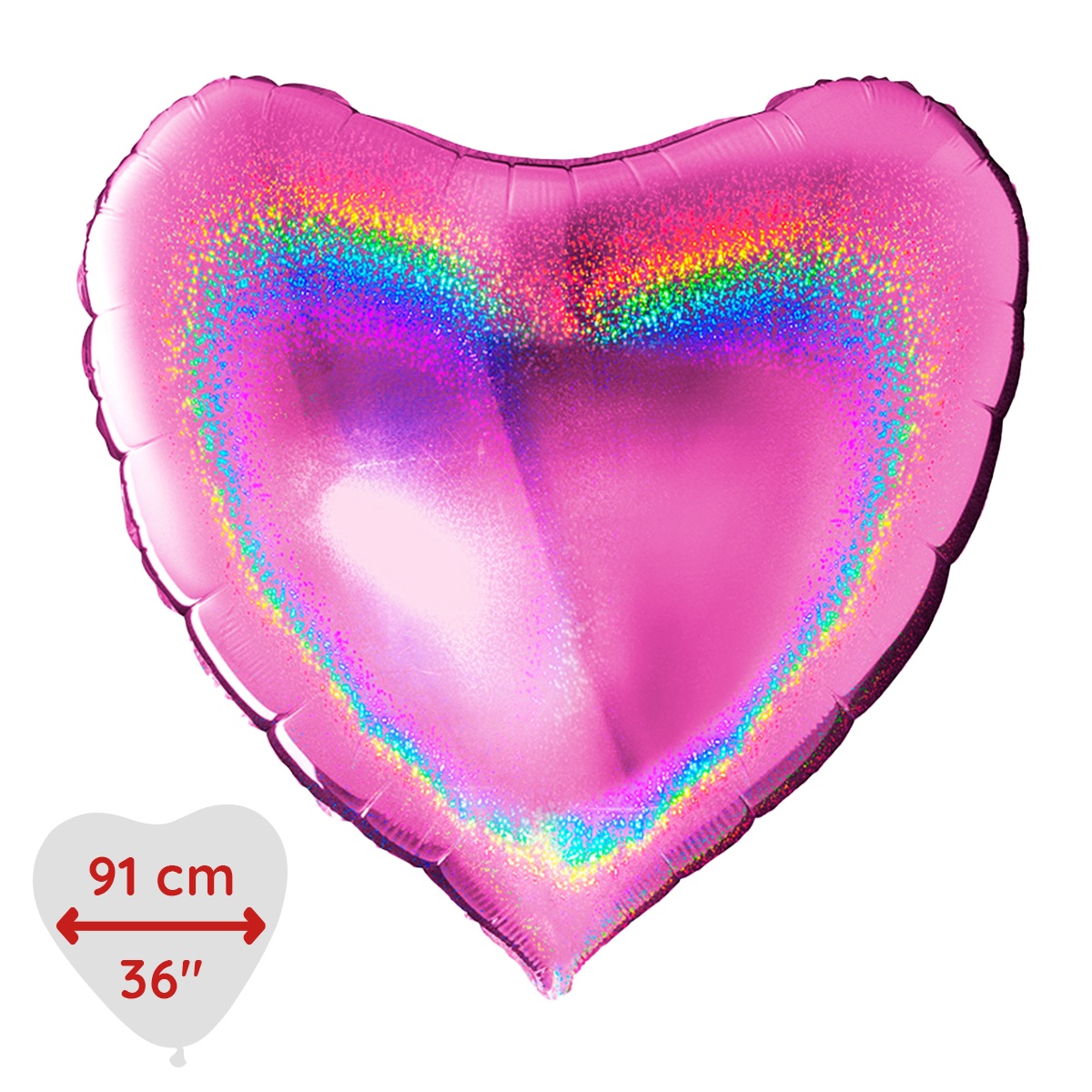 Folieballong - Hjärta Glitter Rosa 91 cm
