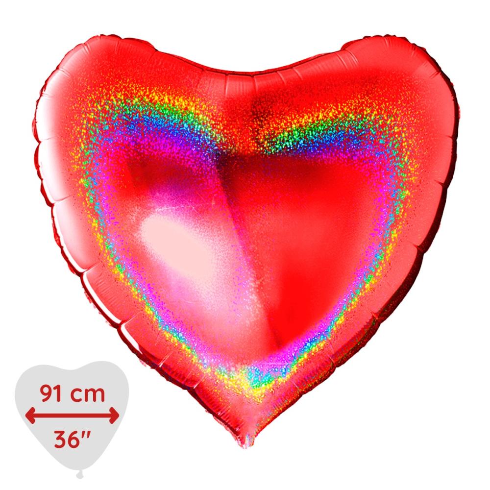 Folieballong - Hjärta Glitter Rött 91 cm