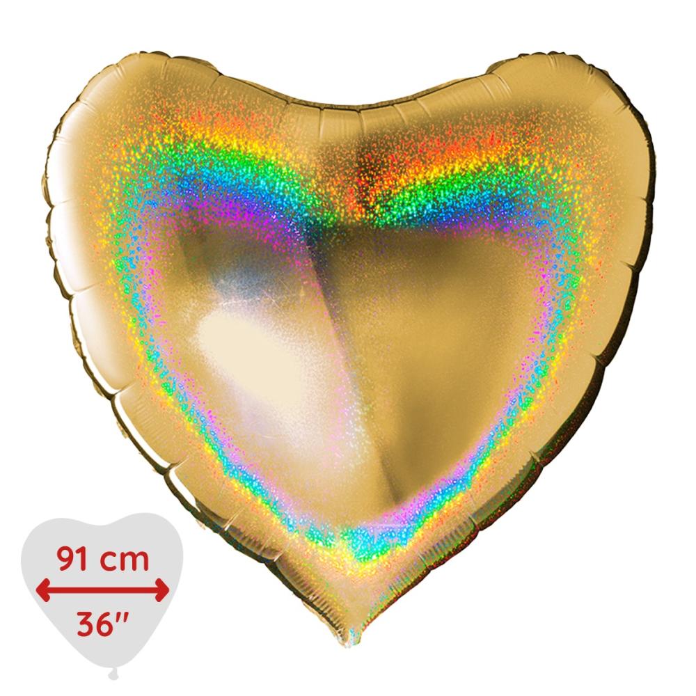 Folieballong - Hjärta Glitter Guld 91 cm