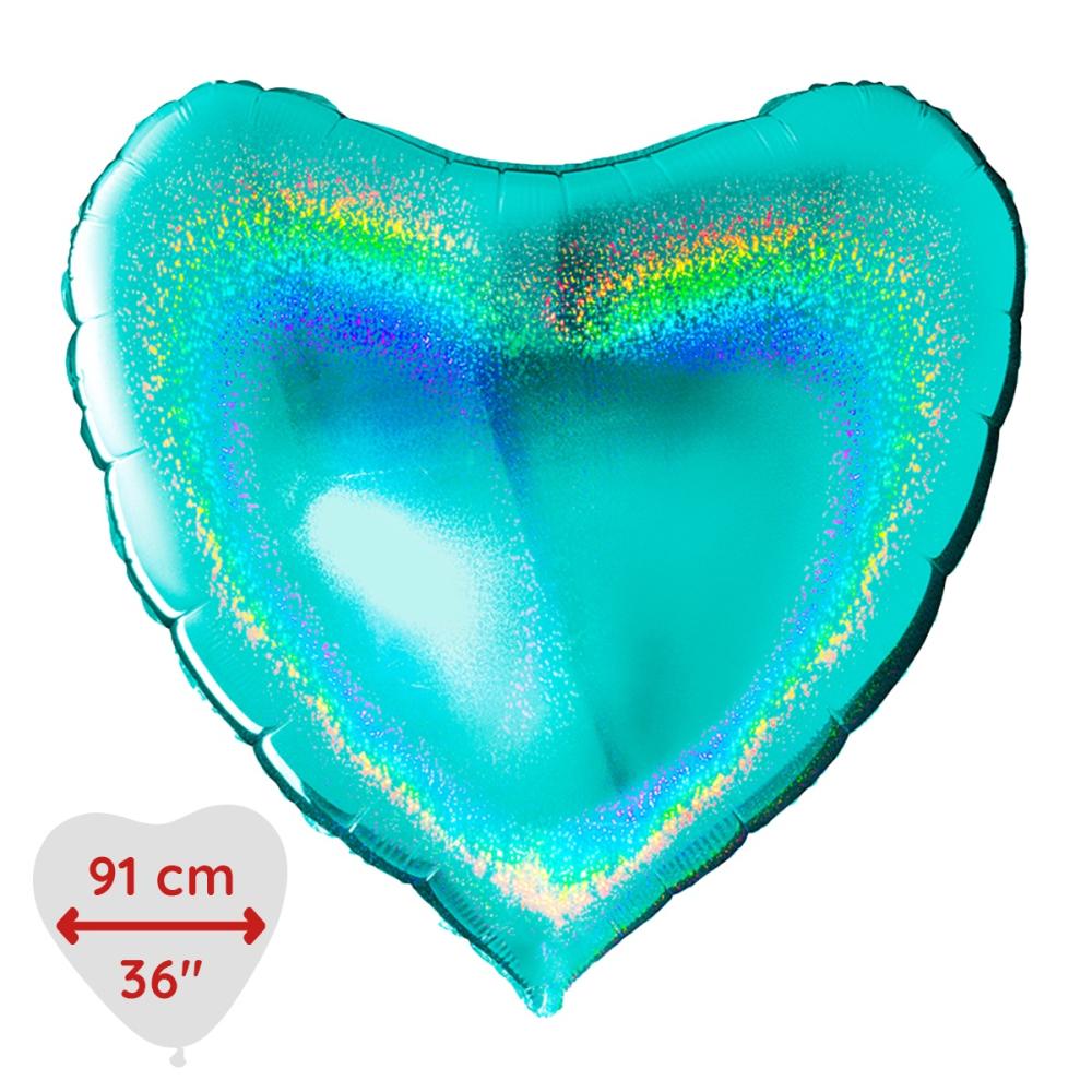 Folieballong - Hjärta Glitter Tiffany 91 cm