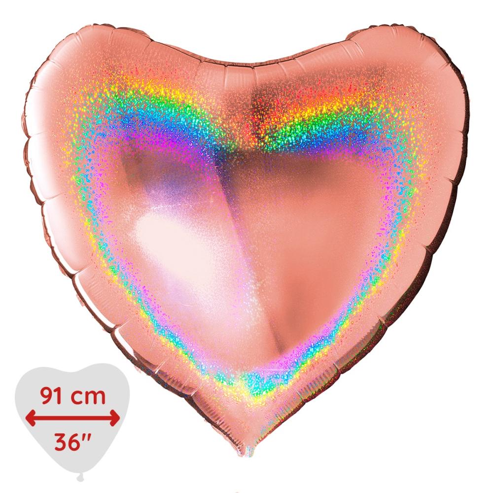 Folieballong - Hjärta Glitter Rose Gold 91 cm