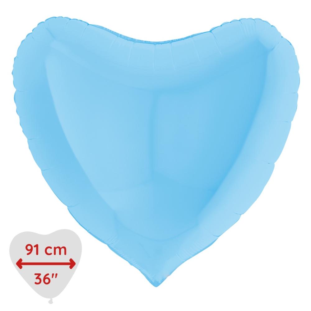 Folieballong - Hjärta Pastellblått Matte 91 cm