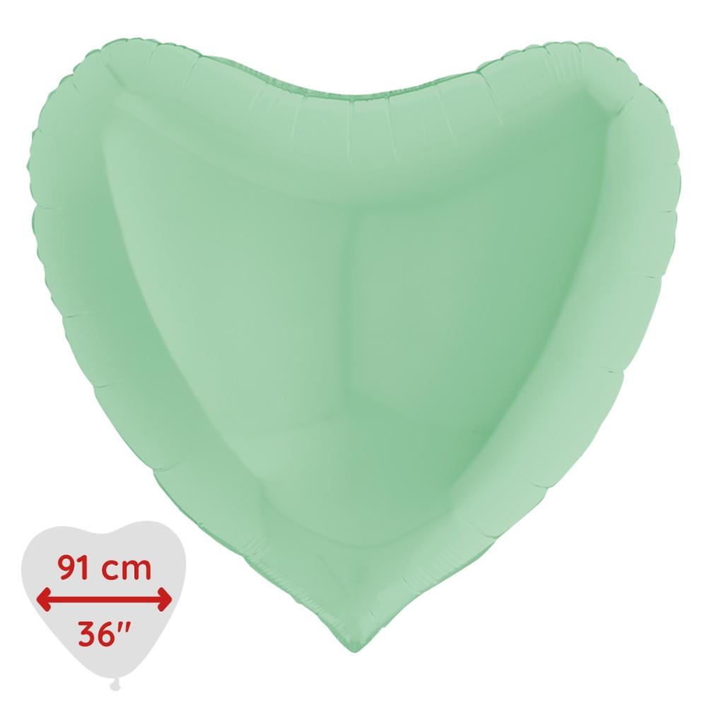 Folieballong - Hjärta Pastellgrönt Matte 91 cm