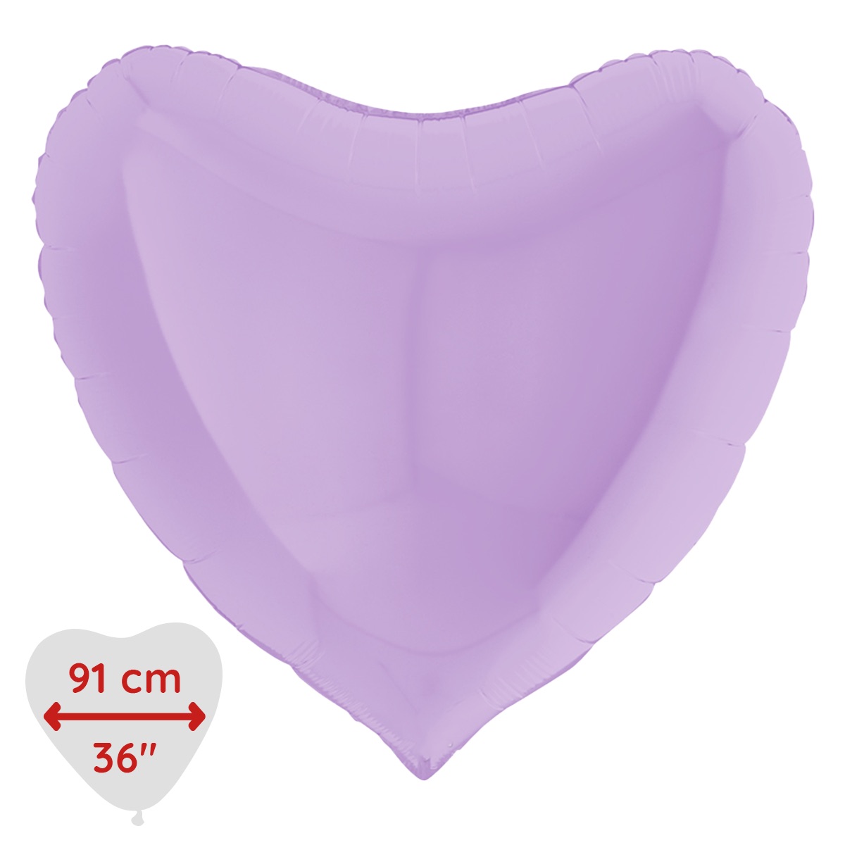 Folieballong - Hjärta Pastell-lila Matte 91 cm