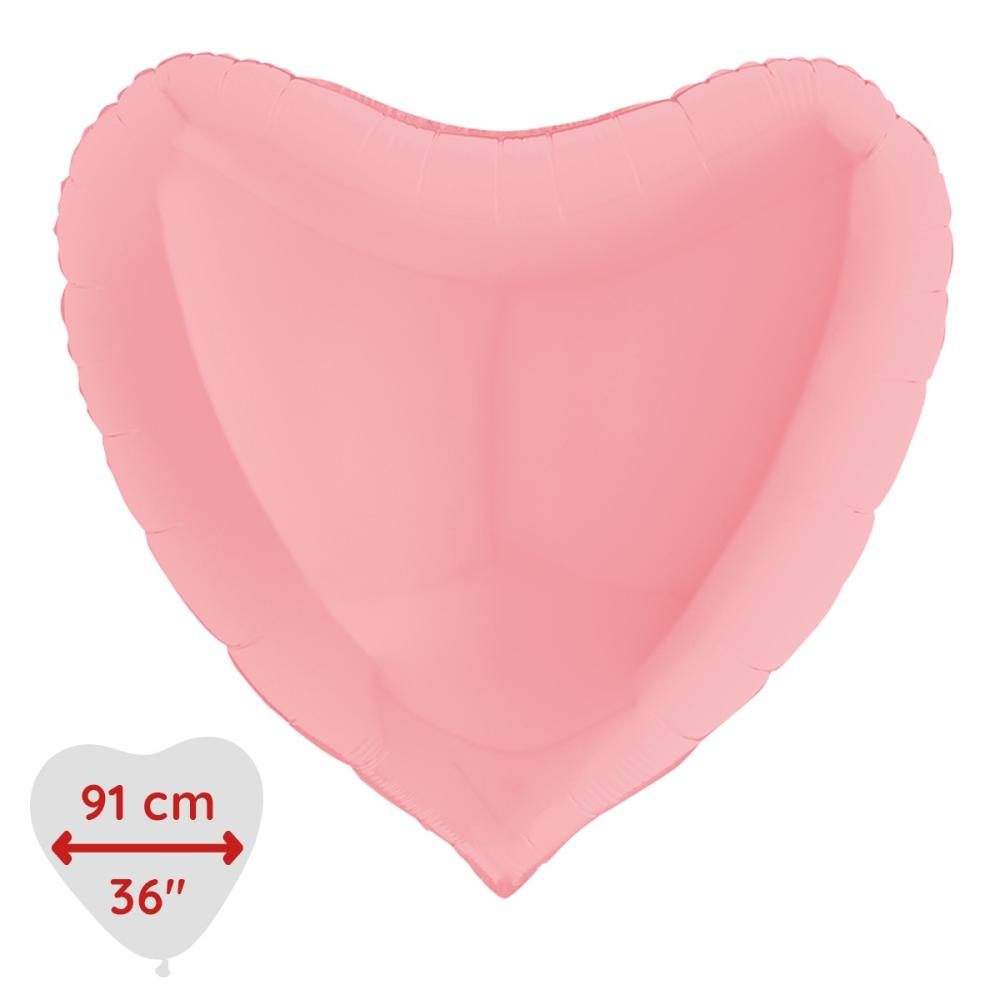 Folieballong - Hjärta Pastellrosa Matte 91 cm