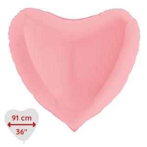 Folieballong - Hjärta Pastellrosa Matte 91 cm