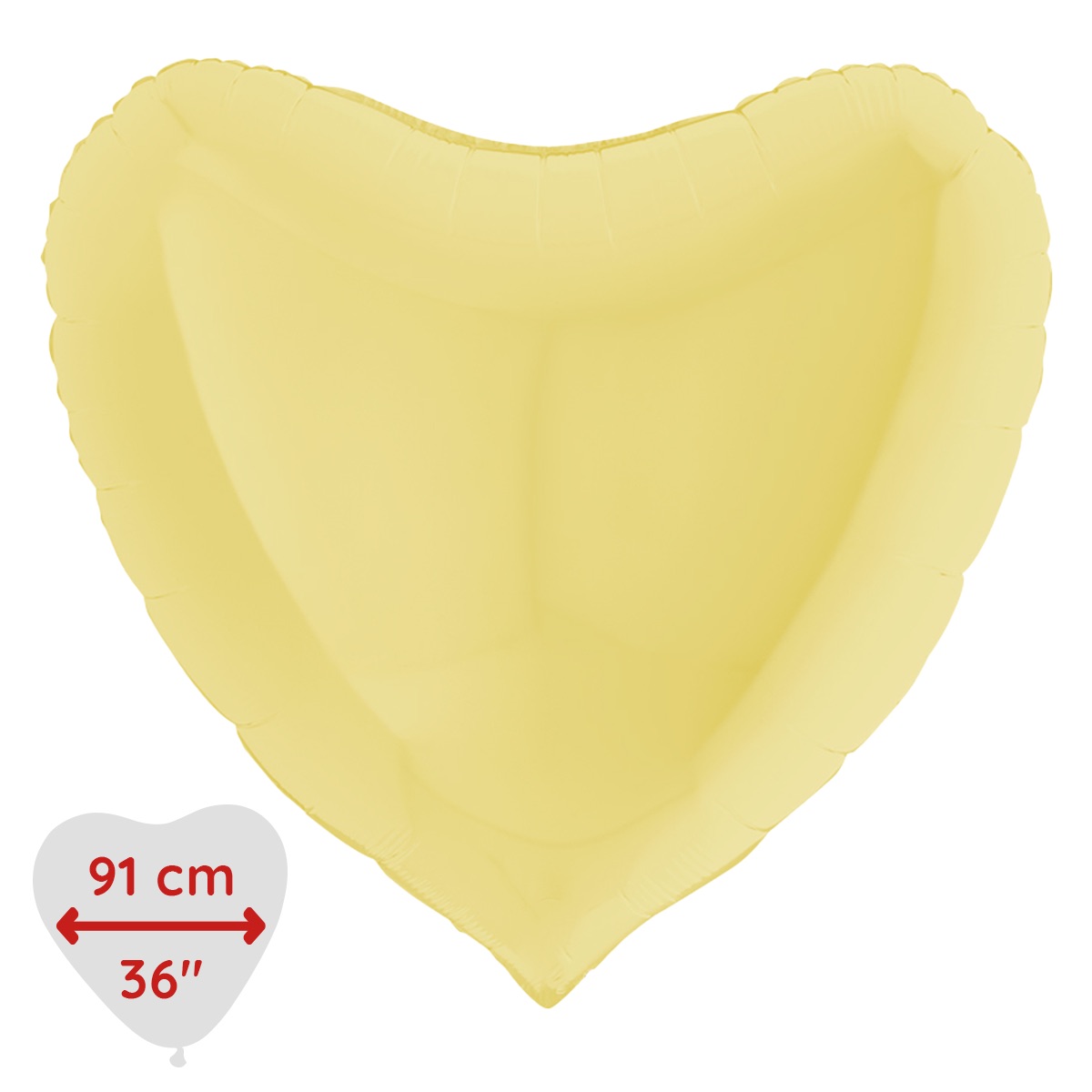 Folieballong - Hjärta Pastellgult Matte 91 cm