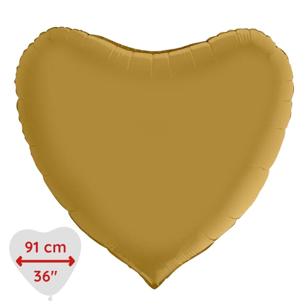 Folieballong - Hjärta Satin Gold 91 cm