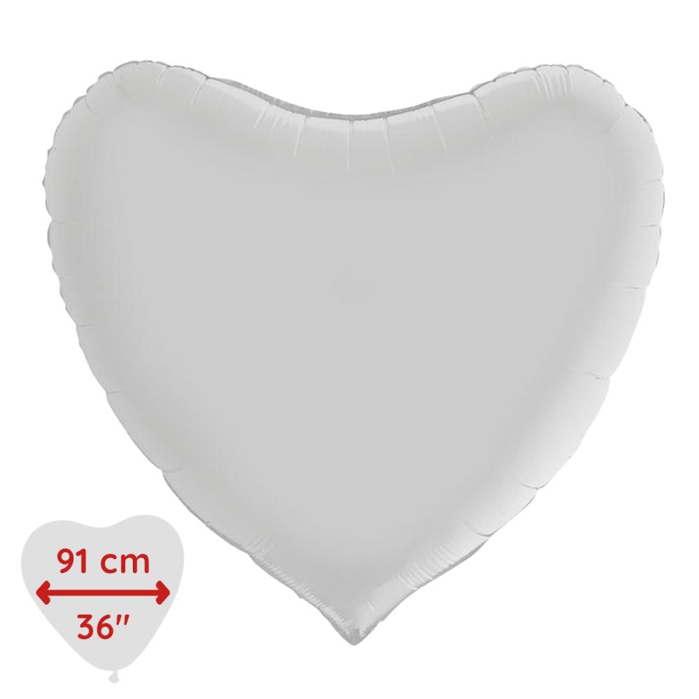 Folieballong - Hjärta Satin White 91 cm