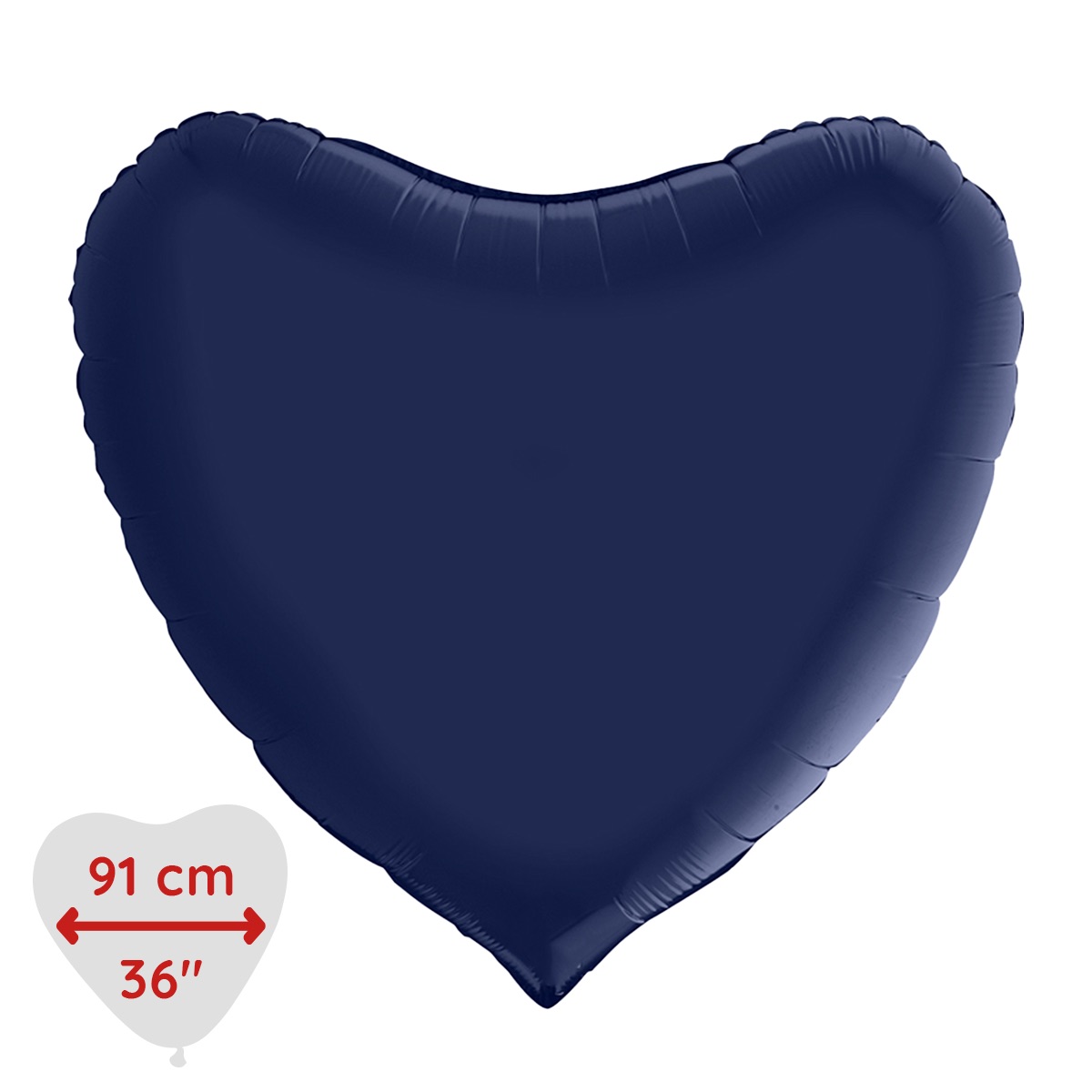 Folieballong - Hjärta Satin Blue Navy 91 cm