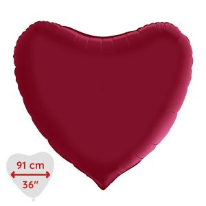 Folieballong - Hjärta Satin Cherry 91 cm