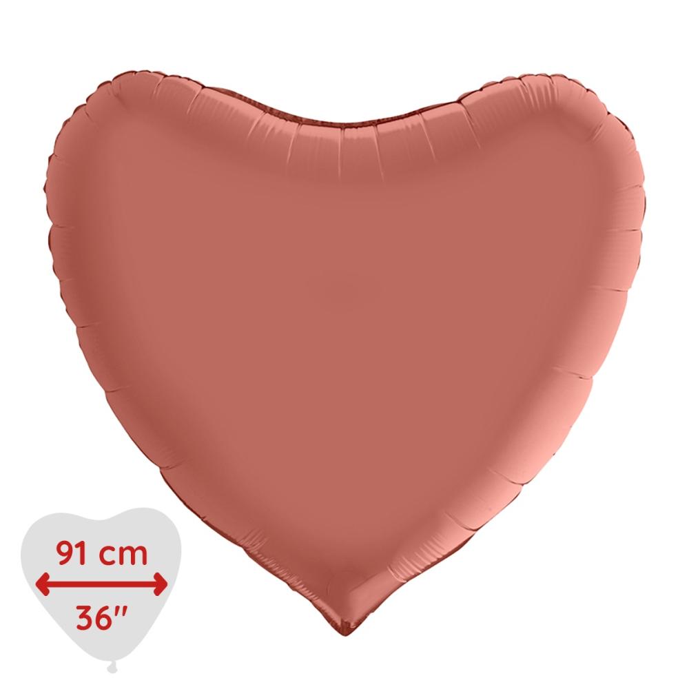 Folieballong - Hjärta Satin Rose Gold 91 cm