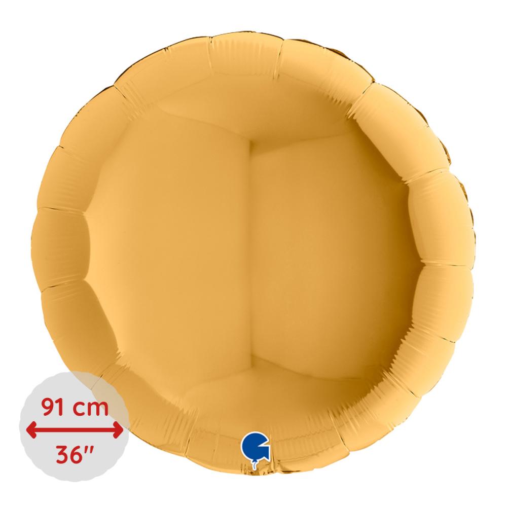 Folieballong - Rund Guld 91 cm