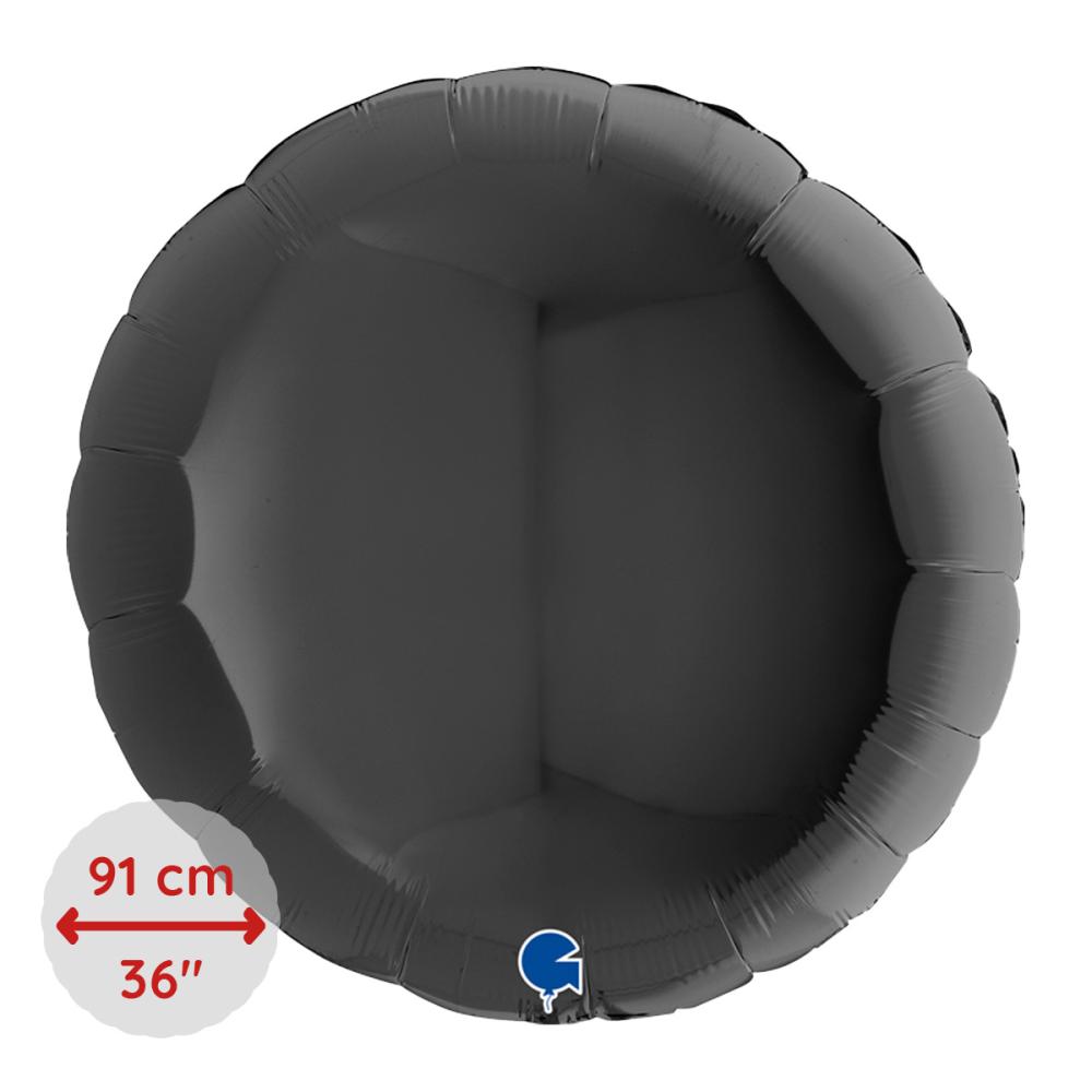 Folieballong - Rund Svart 91 cm