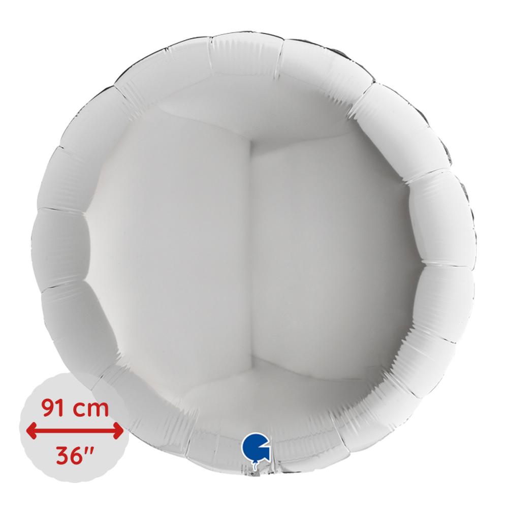 Folieballong - Rund Silver 91 cm