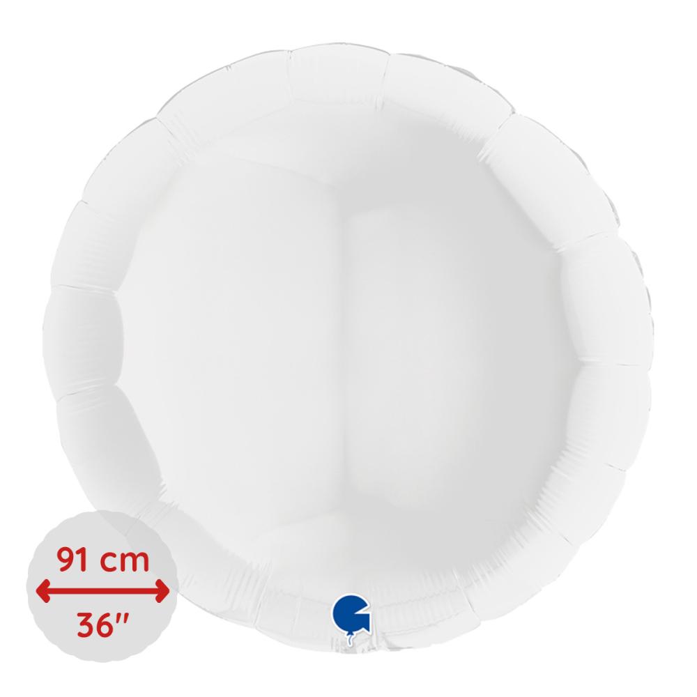 Folieballong - Rund Vit 91 cm