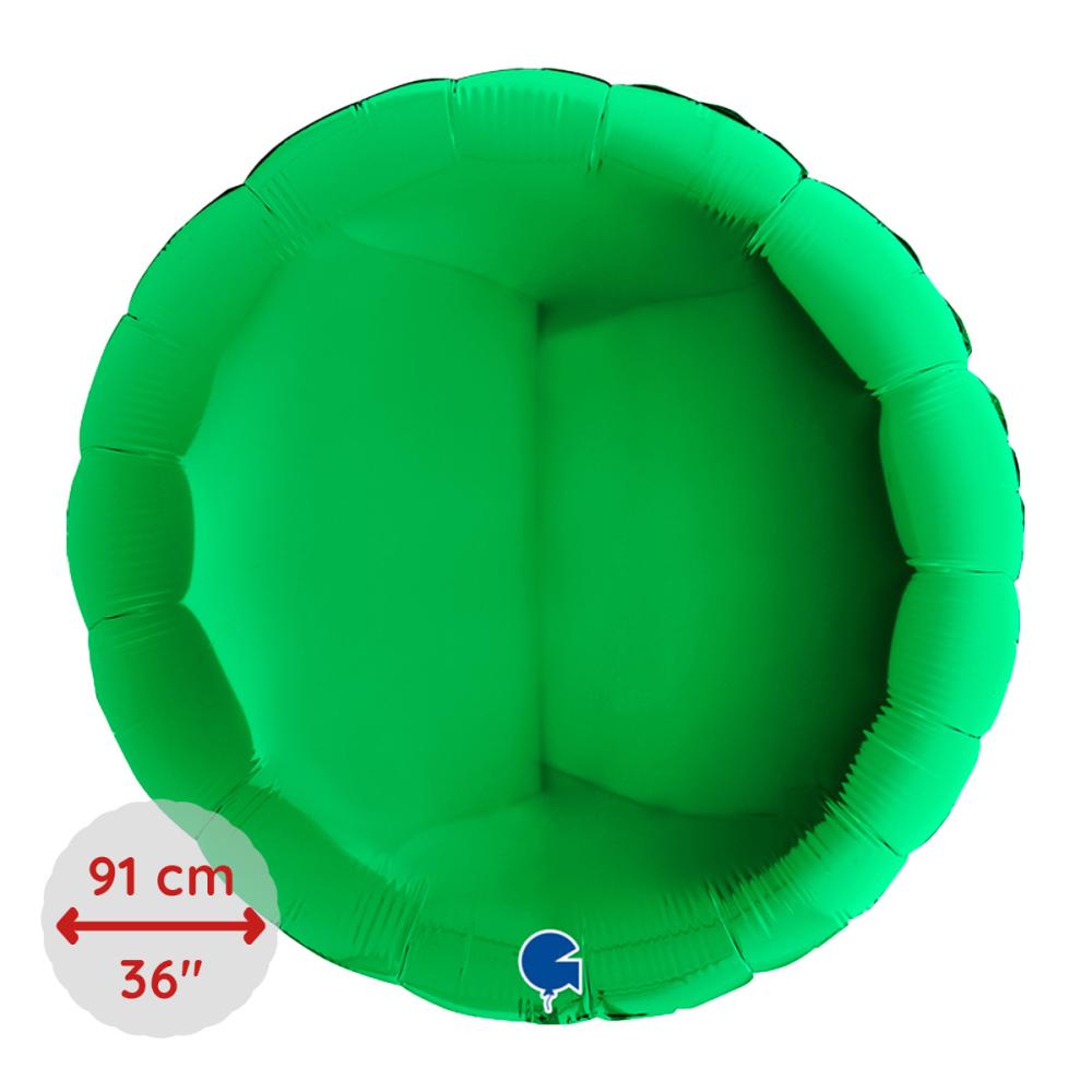 Folieballong - Rund Grön 91 cm