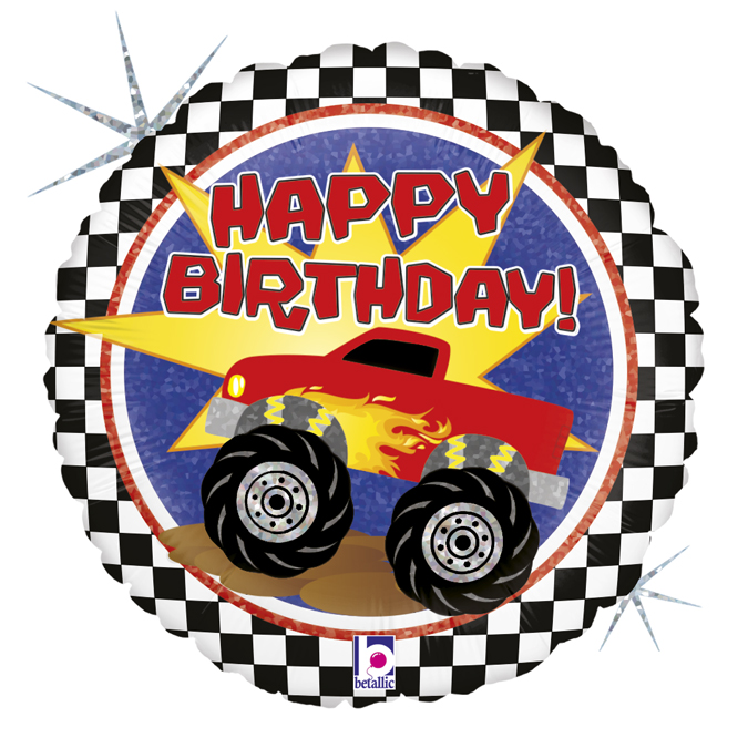 Folieballong - Monster Truck Birthday Holographic 46 cm