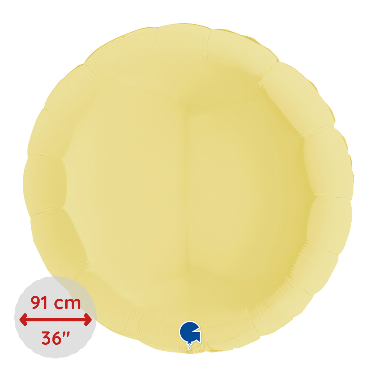 Folieballong - Rund Pastellgul Matte 91 cm