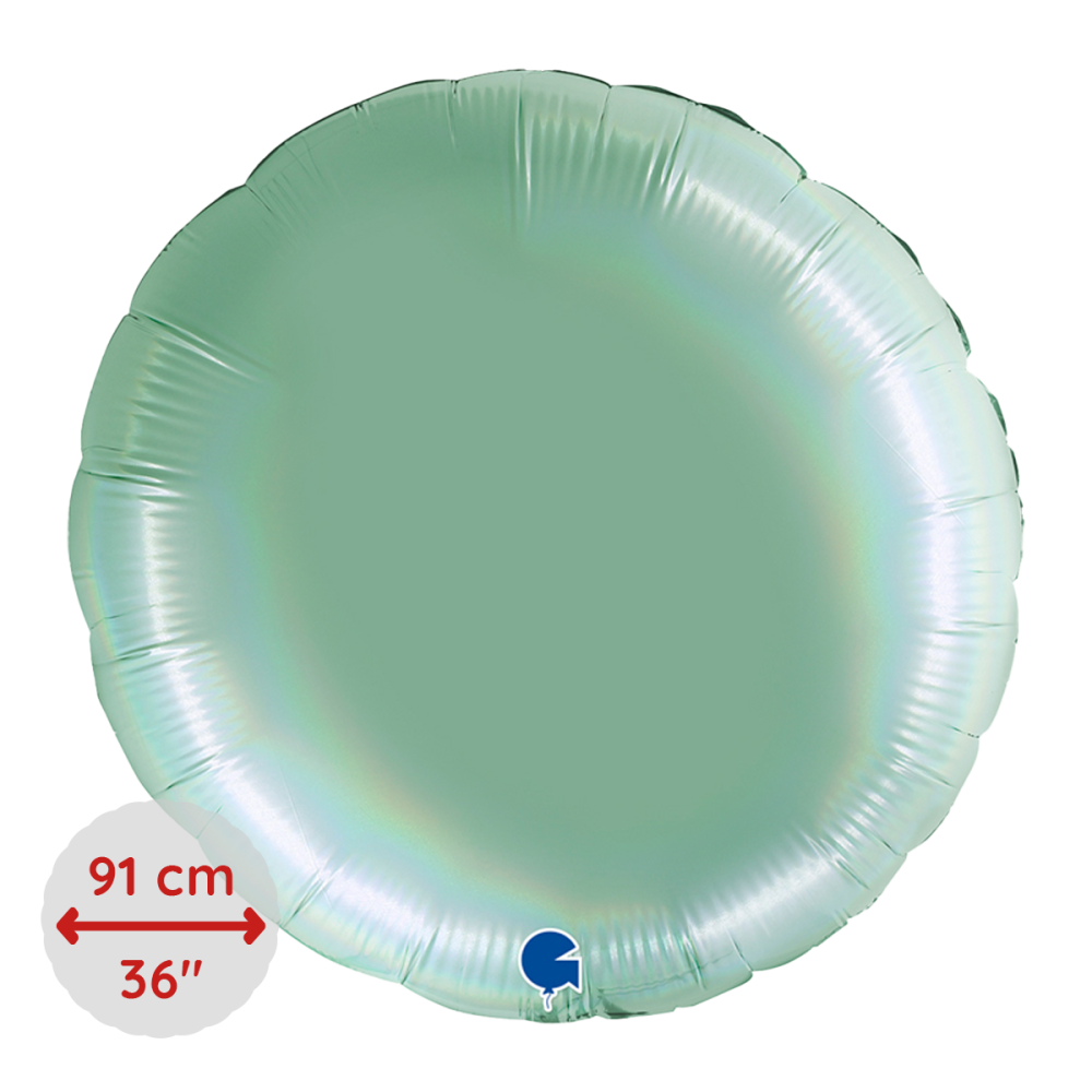 Folieballong - Rund 91 cm Rainbow Holographic Platinum Tiffany