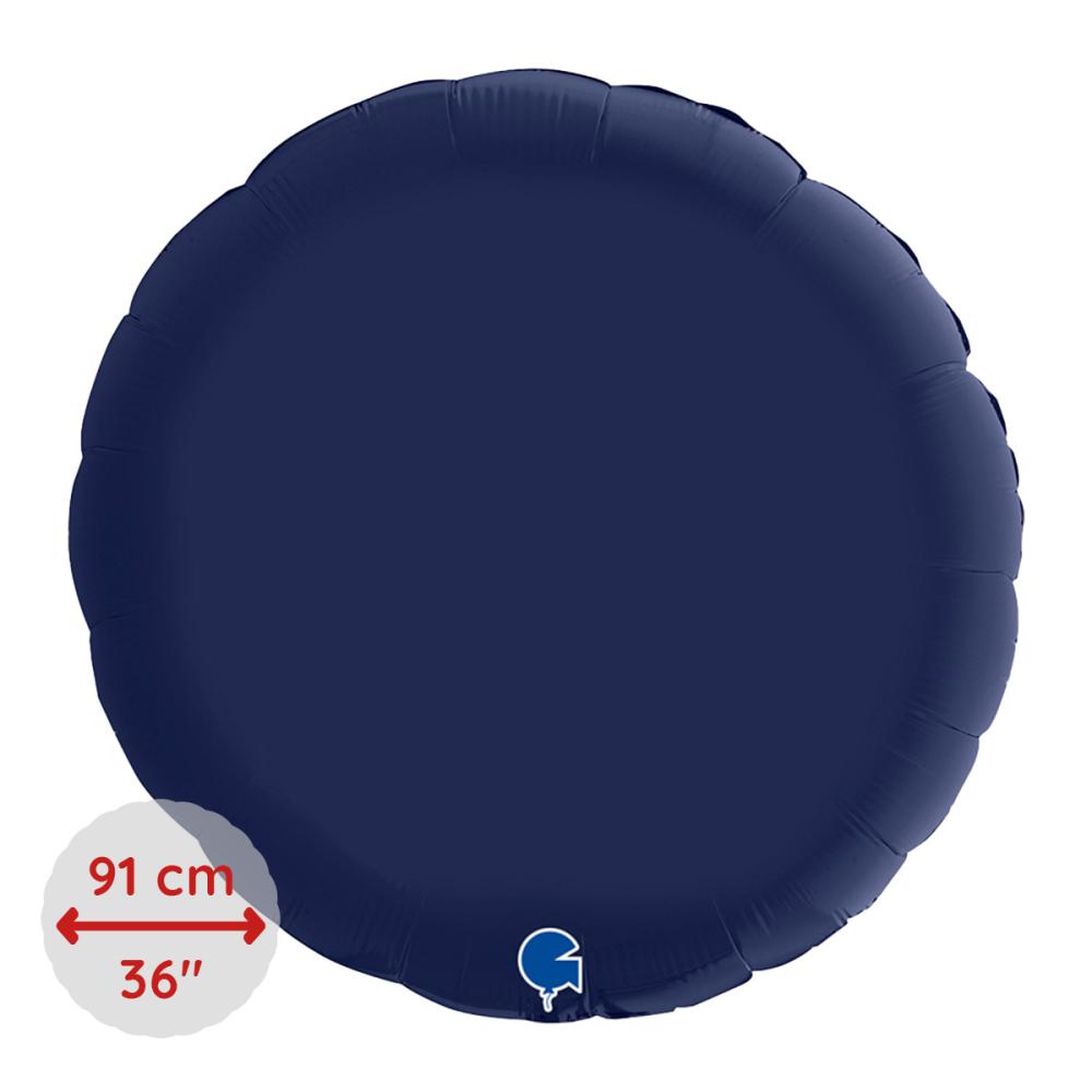 Folieballong - Rund Satin Blue Navy 91 cm