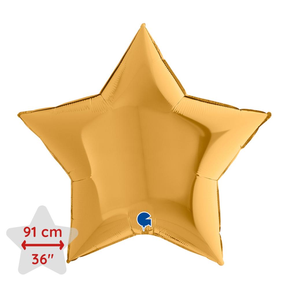 Folieballong - Stjärna Guld 91 cm