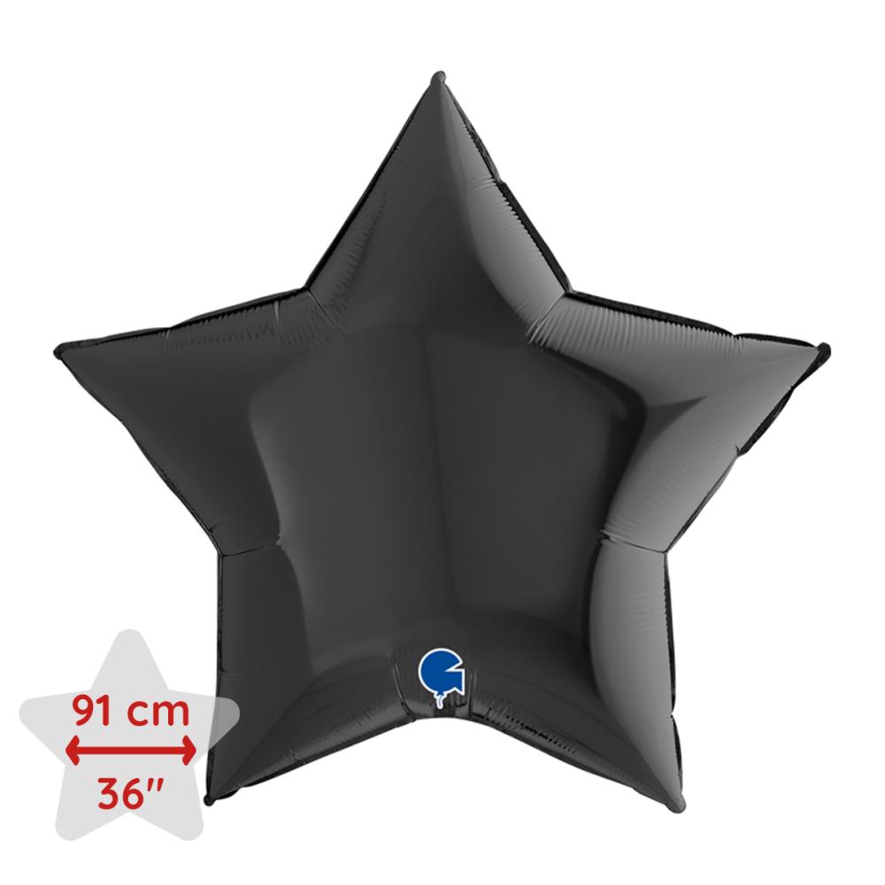 Folieballong - Stjärna Svart 91 cm