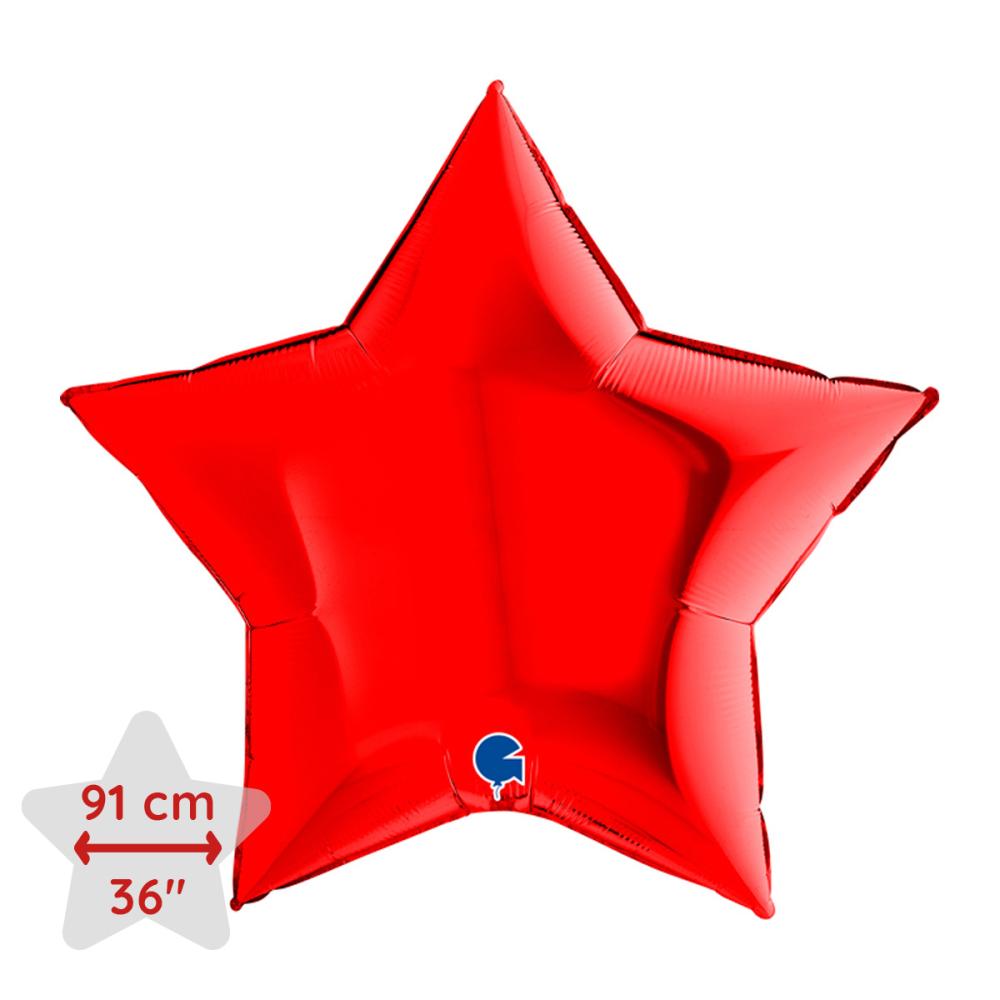 Folieballong - Stjärna Röd 91 cm