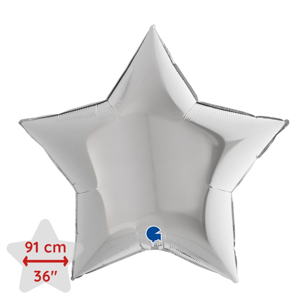 Folieballong - Stjärna Silver 91 cm