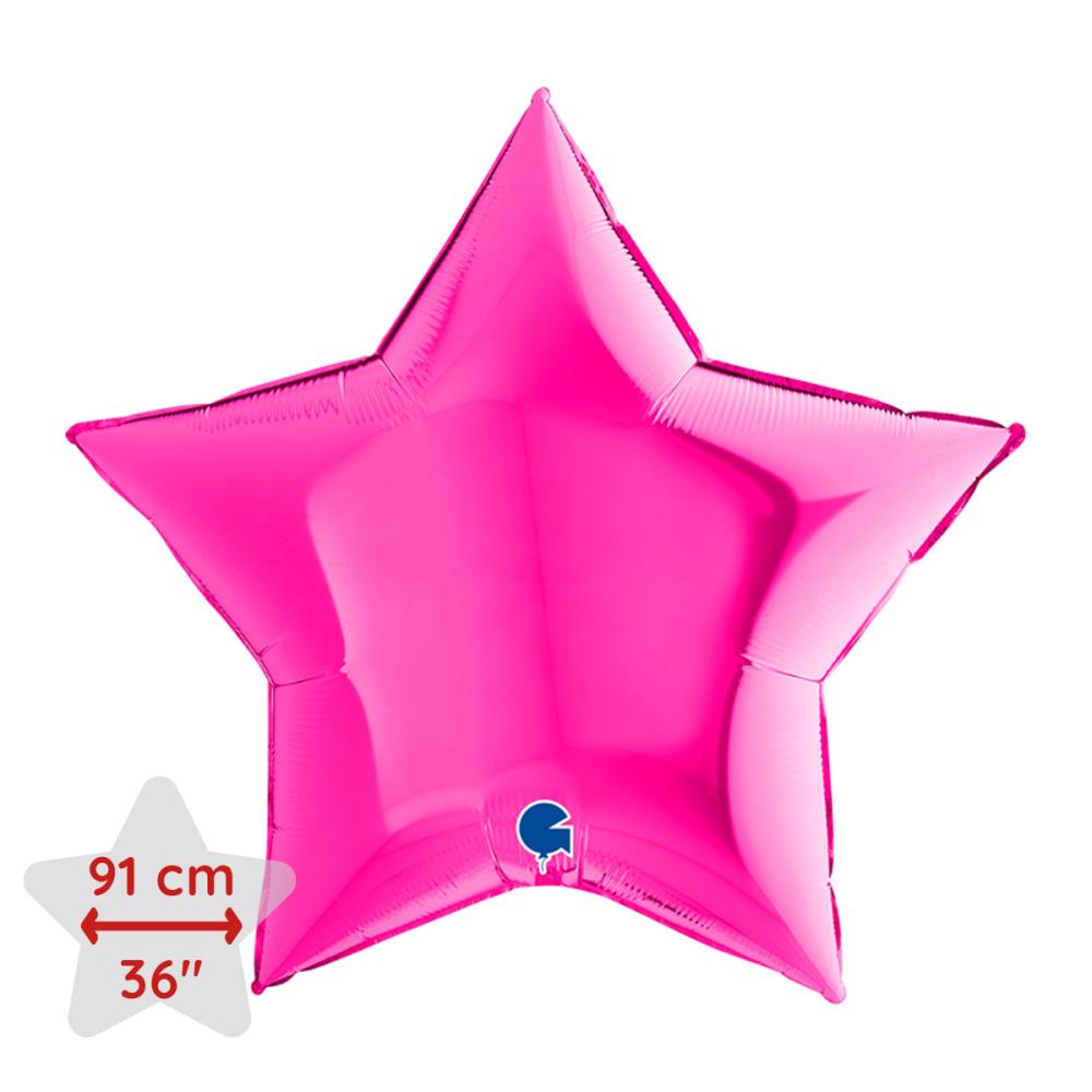 Folieballong - Stjärna Magenta 91 cm