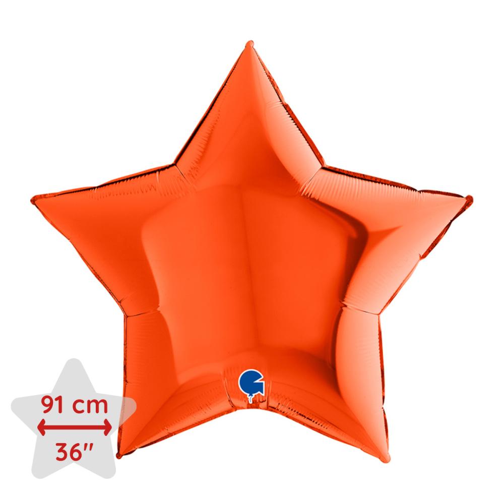 Folieballong - Stjärna Orange 91 cm