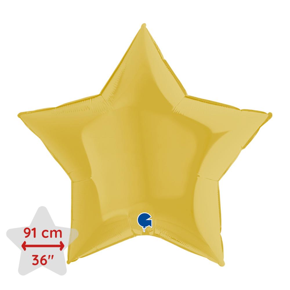Folieballong - Stjärna Pastellgul 91 cm