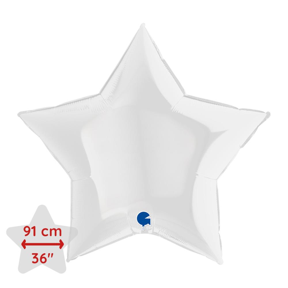 Folieballong - Stjärna Vit 91 cm