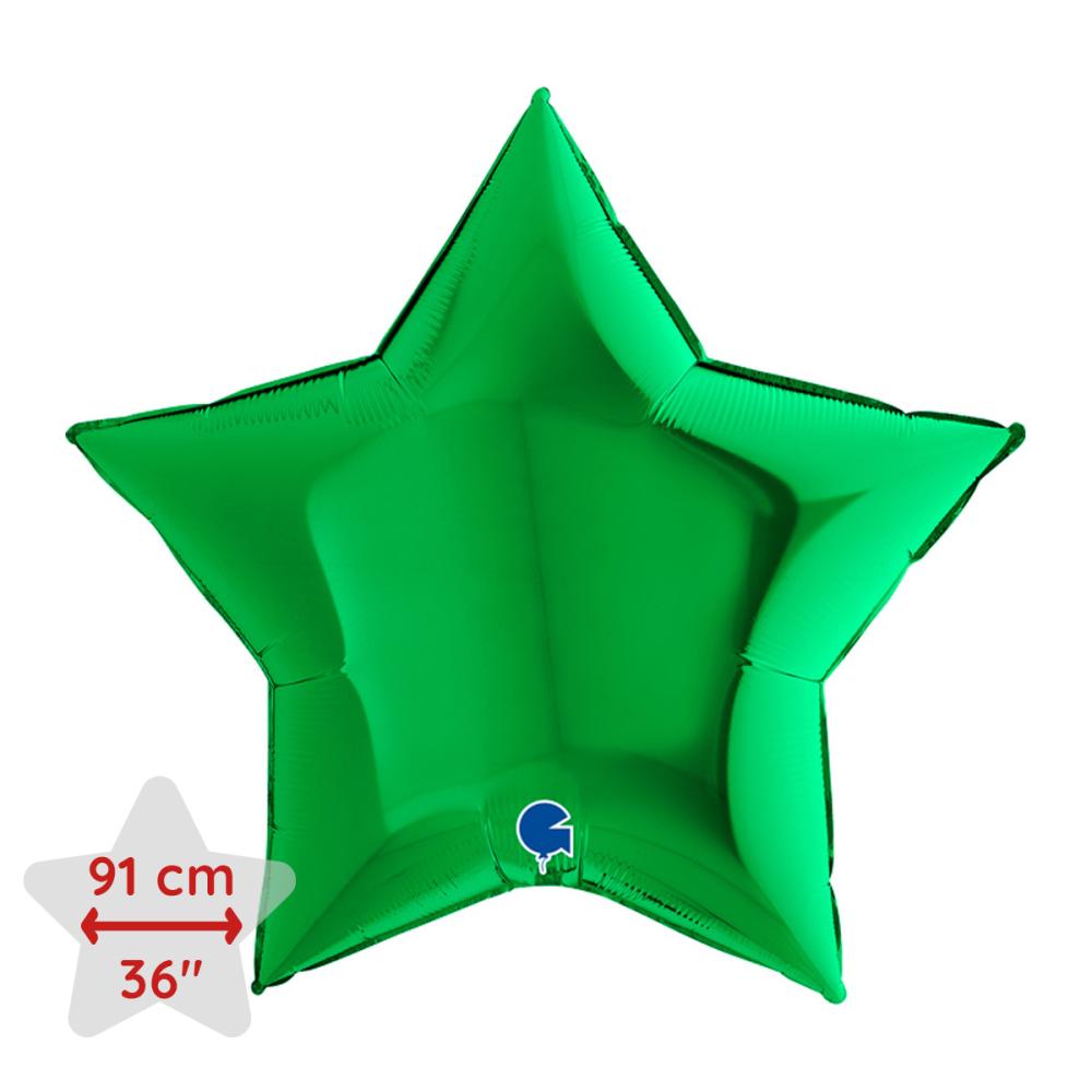 Folieballong - Stjärna Grön 91 cm