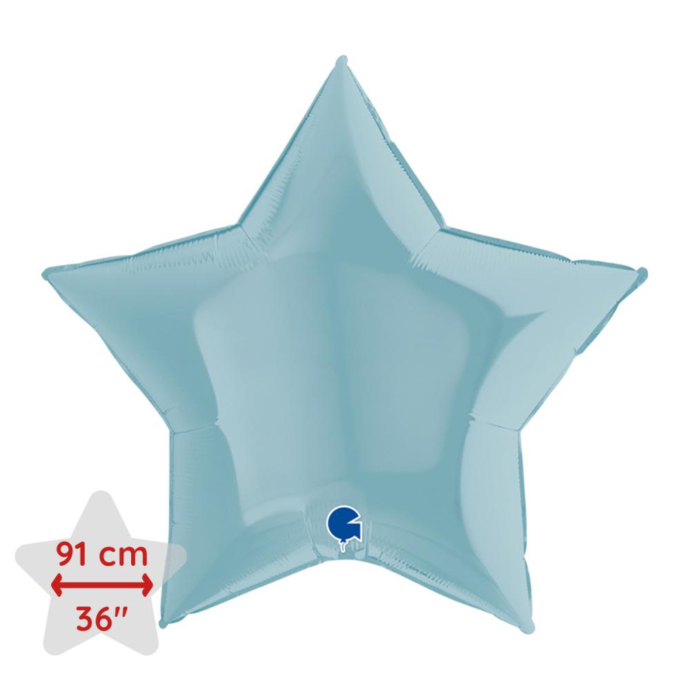 Folieballong - Stjärna Pastellblå 91 cm