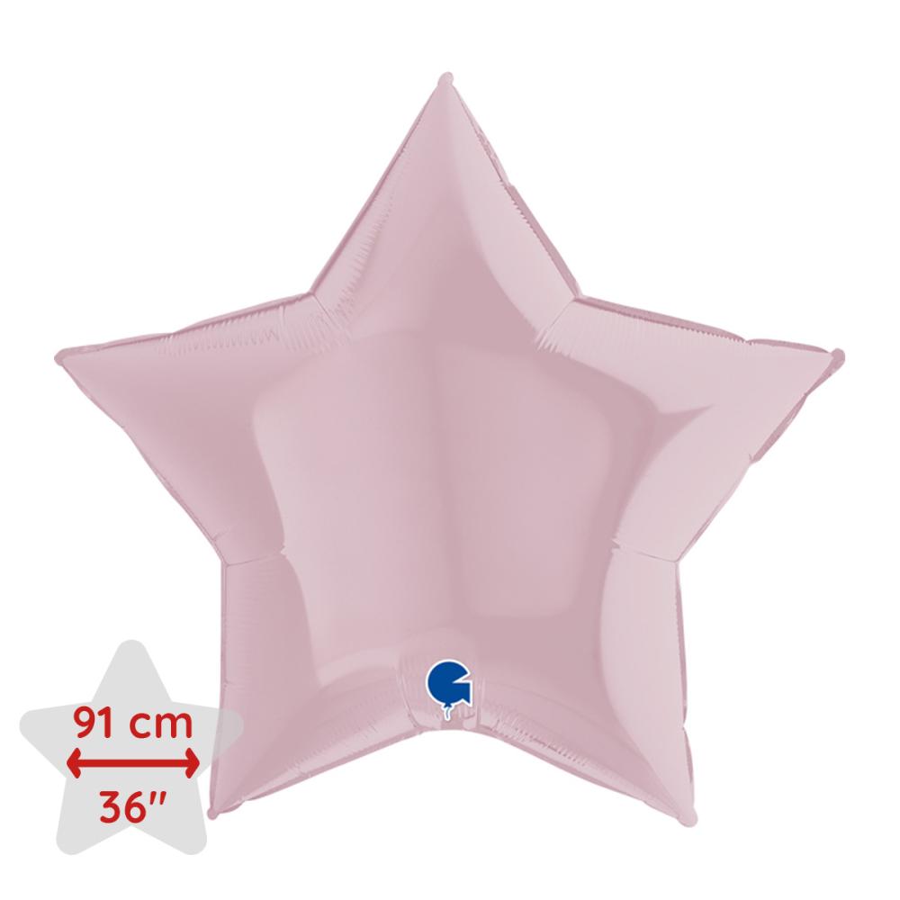 Folieballong - Stjärna Pastellrosa 91 cm