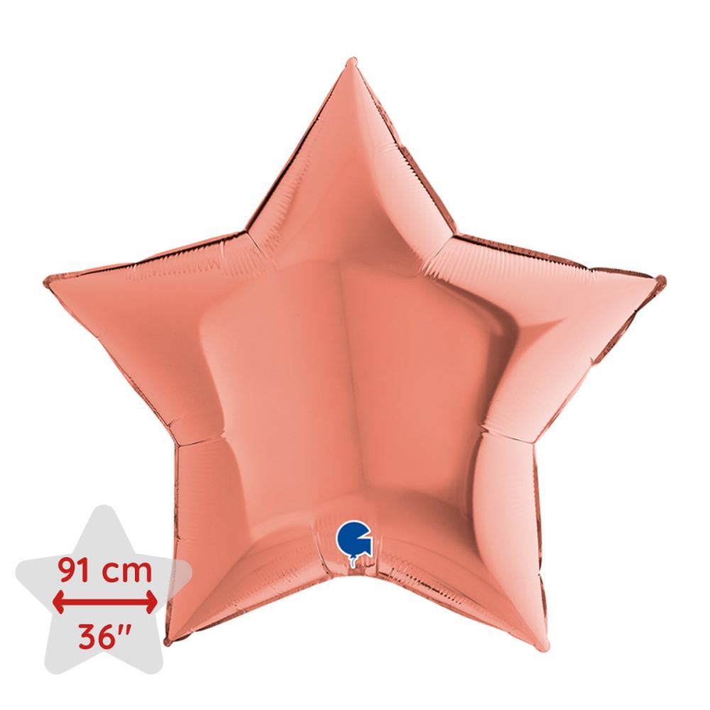 Folieballong - Stjärna Rose Gold 91 cm