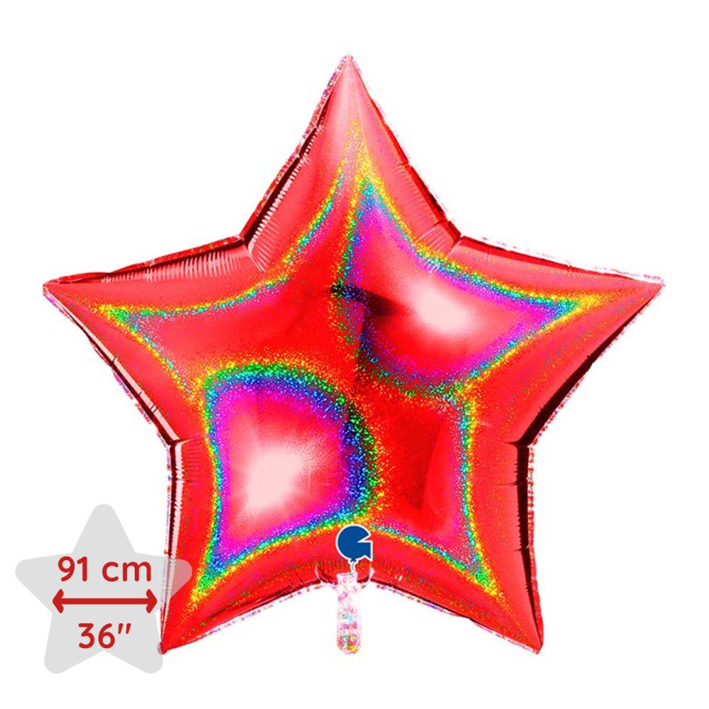 Folieballong - Stjärna Glitter Röd 91 cm