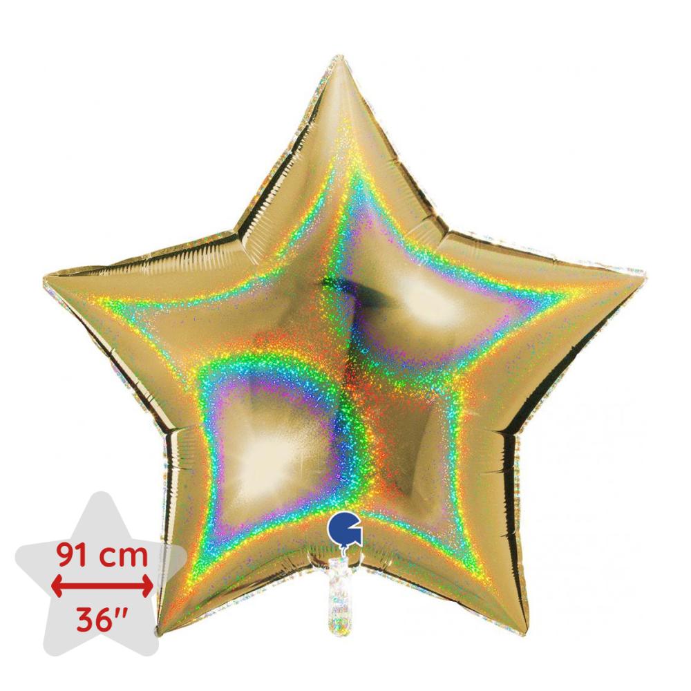 Folieballong - Stjärna Glitter Gold 91 cm