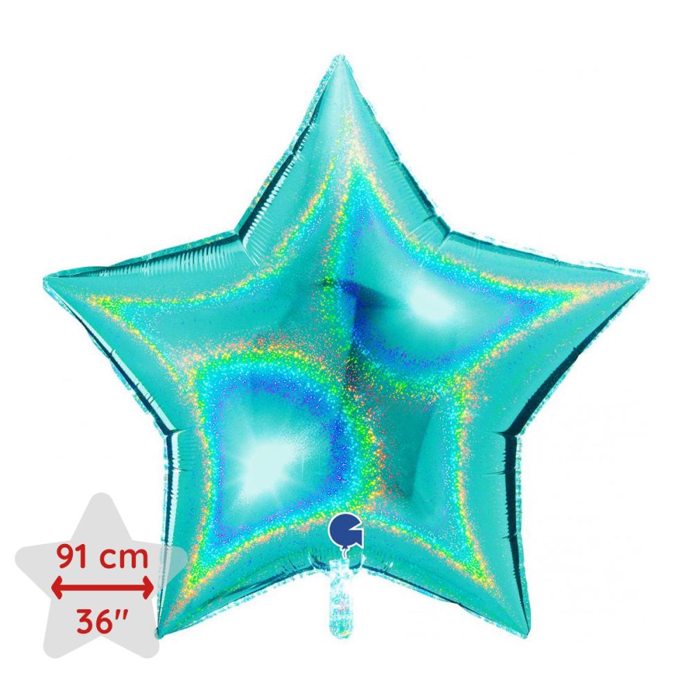 Folieballong - Stjärna Glitter Tiffany 91 cm