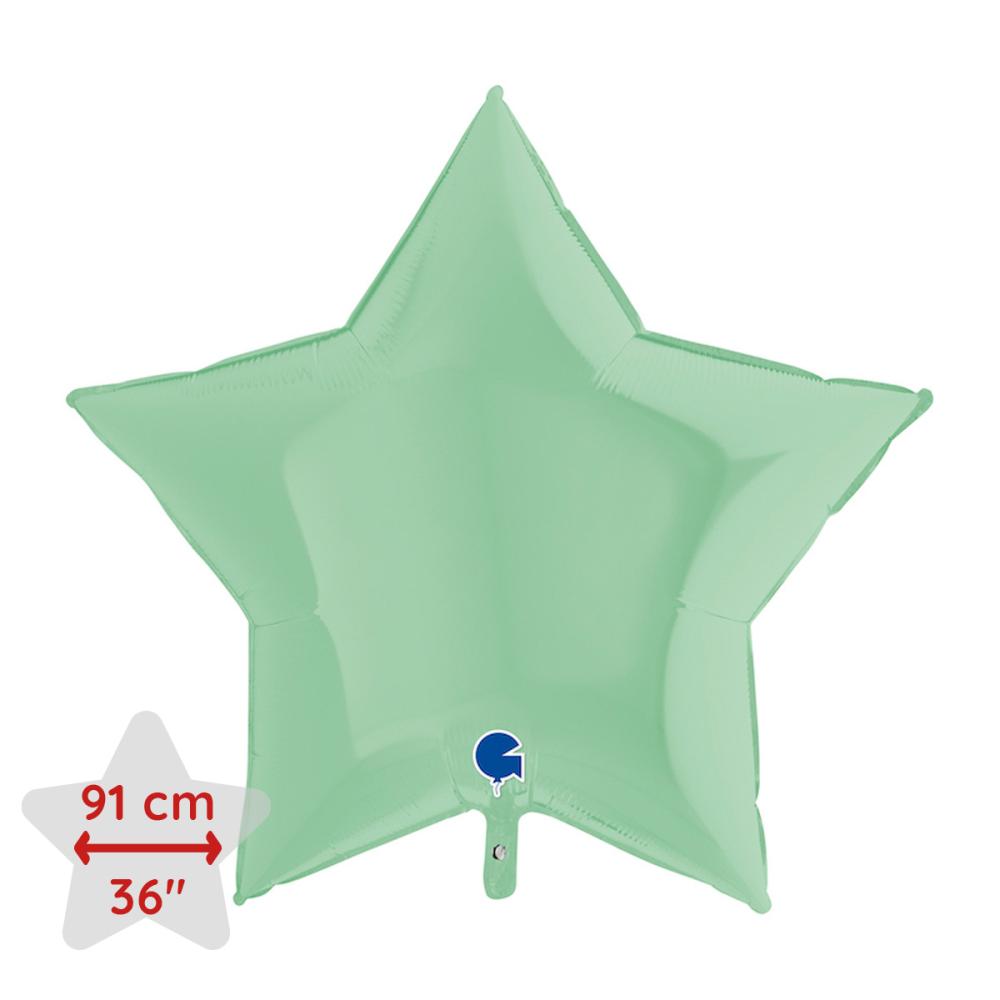 Folieballong - Stjärna Pastellgrön Matte 91 cm