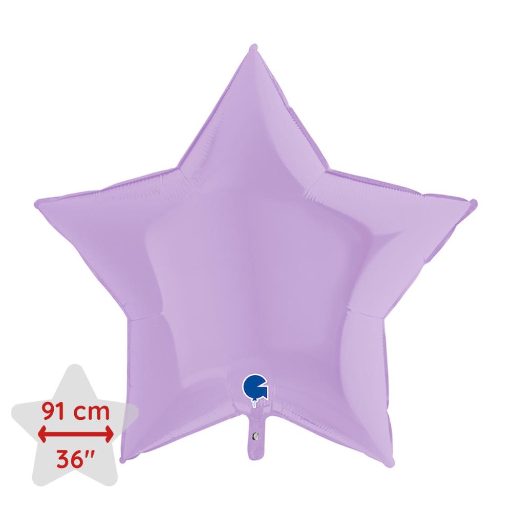 Folieballong - Stjärna Pastell-lila Matte 91 cm
