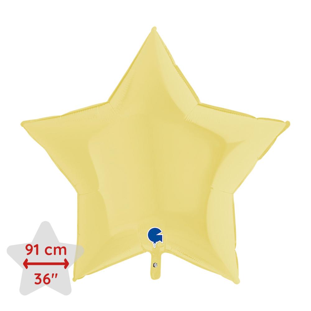 Folieballong - Stjärna Pastellgul Matte 91 cm