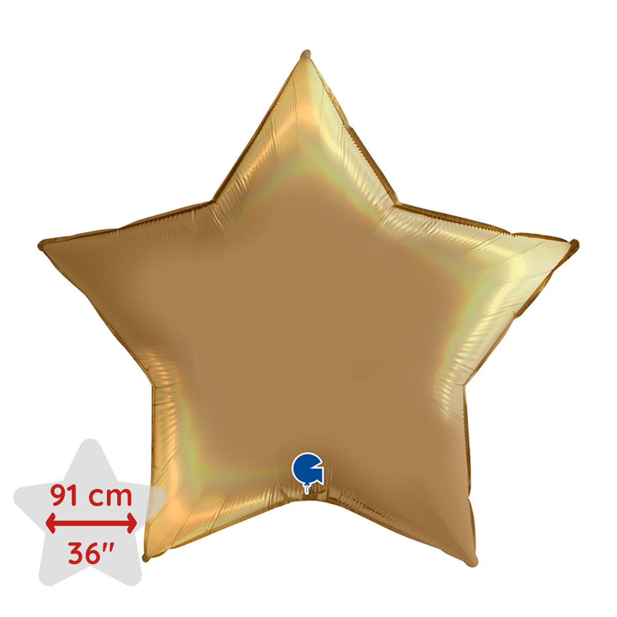 Folieballong - Stjärna 91 cm Rainbow Holographic Platinum Champagne
