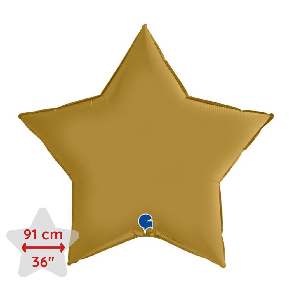 Folieballong - Stjärna Satin Gold 91 cm