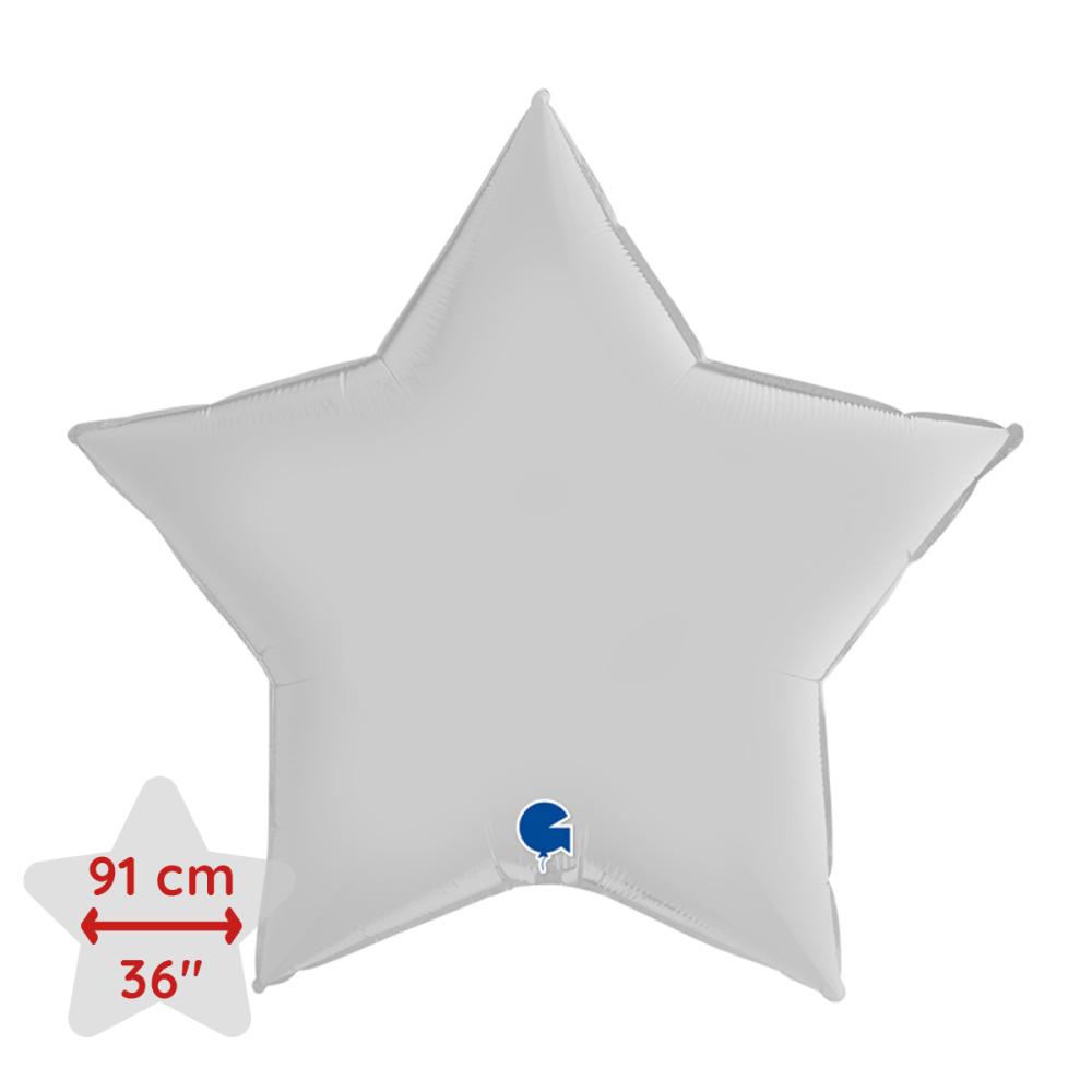 Folieballong - Stjärna Satin White 91 cm