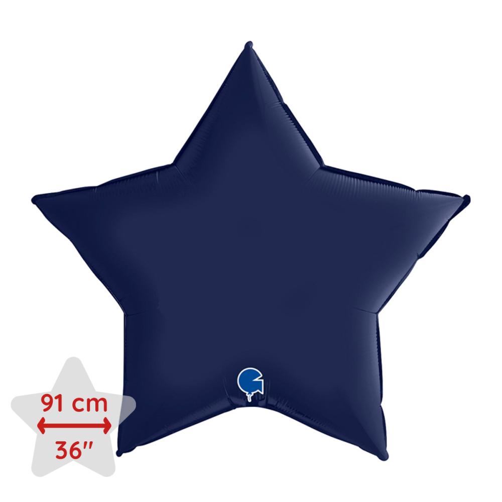 Folieballong - Stjärna Satin Blue Navy 91 cm