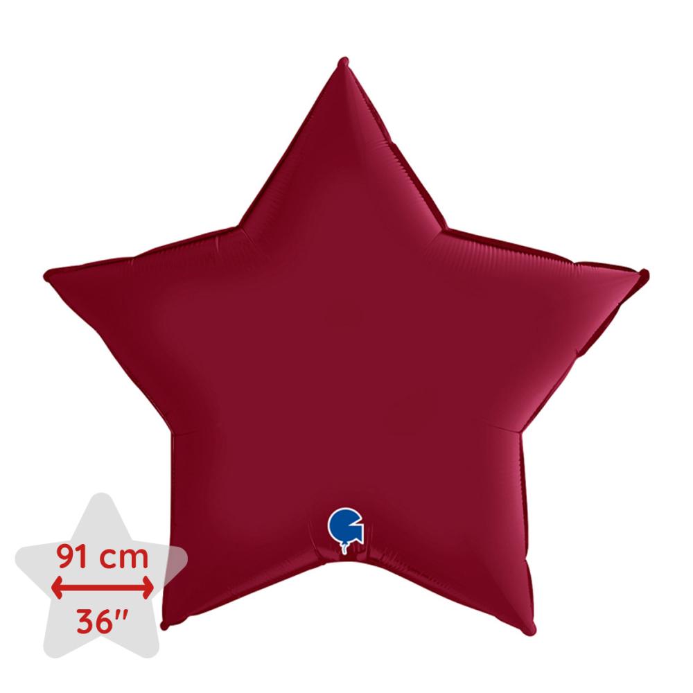Folieballong - Stjärna Satin Cherry 91 cm